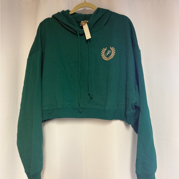 NWT Victoria’s Secret PINK Script Logo Cropped Hoodie Sweatshirt-Green-Size XXL - Picture 1 of 5